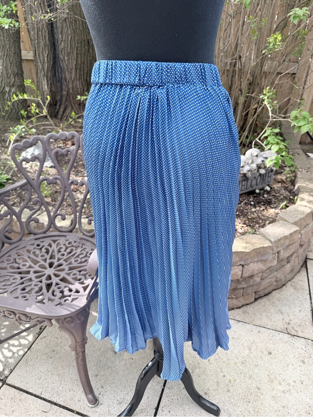 Shein XL Blue Pleated Midi Skirt - Classic